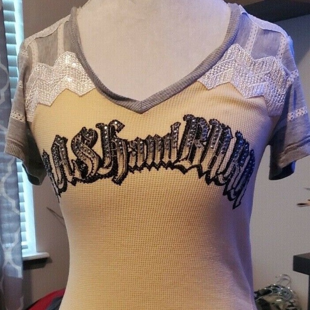 Women's Crash And Burn Yellow T-shirt Size L NWOT